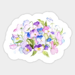 colorful pansies arrangement watercolor Sticker